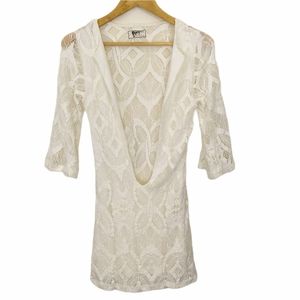 Nightcap x Carisa Rene Boho White Lace Mini Dress